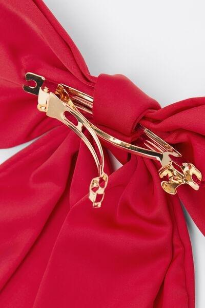 Red Bow-Shaped Satin Hair Clip, 5701_873V, large image number 1