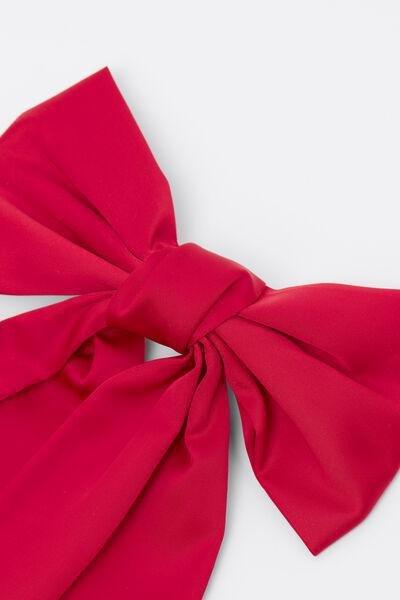 Red Bow-Shaped Satin Hair Clip, 5701_873V, large image number 2