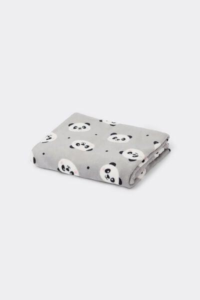 Grey Panda-Print Fleece Blanket, 5701_933Y, medium