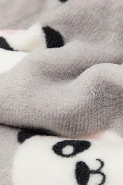 Grey Panda-Print Fleece Blanket, 5701_933Y, large image number 3