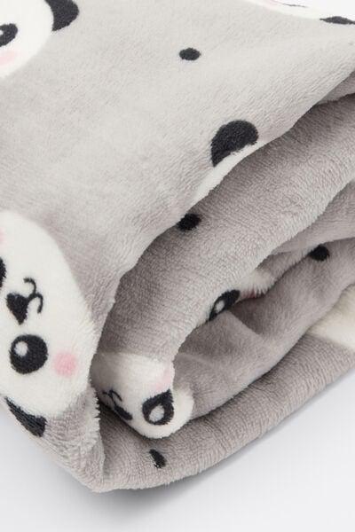 Grey Panda-Print Fleece Blanket, 5701_933Y, large image number 4