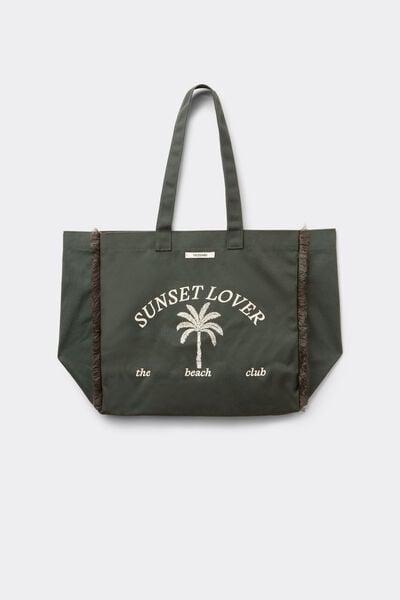 Green Waterproof Canvas Beach Bag, 5701_226Z, large image number 0
