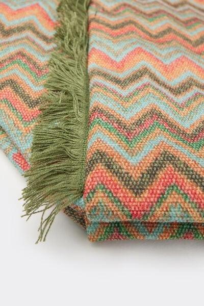 Beige Chevron Print Waterproof Canvas Beach Bag, 5701_298Z, large image number 2