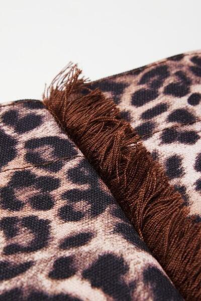 Black Animal Print Waterproof Canvas Beach Bag, 5701_299Z, large image number 2
