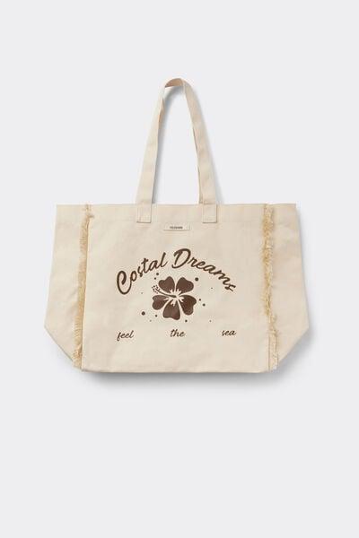 Beige Waterproof Canvas Beach Bag, 5701_729Y, large image number 0