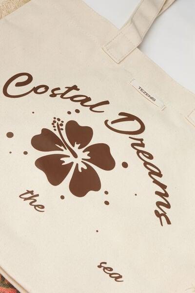 Beige Waterproof Canvas Beach Bag, 5701_729Y, large image number 1