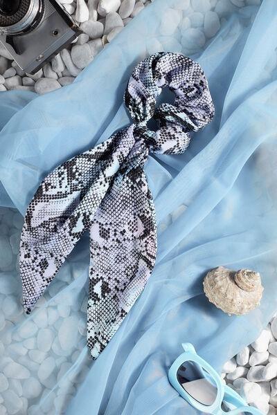 Multicolor Patterned Foulard Hair Bow, , large image number 0