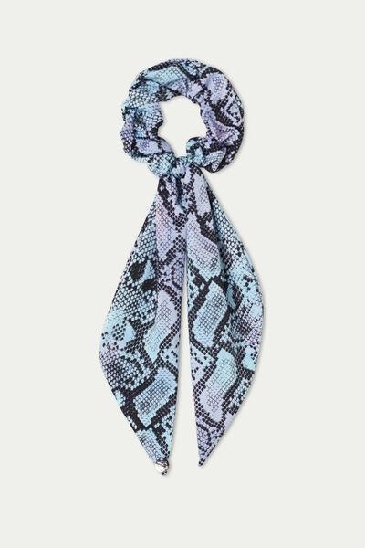 Multicolor Patterned Foulard Hair Bow, , large image number 1