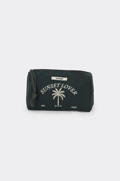 Green Zippered Canvas Beauty Pochette, 5701_226Z, large image number 0