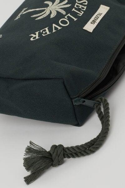 Green Zippered Canvas Beauty Pochette, 5701_226Z, large image number 2