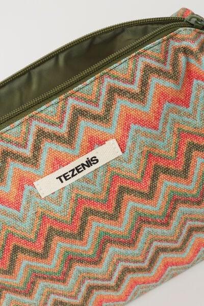 Brown Chevron Print Canvas Beauty Pochette, 5701_298Z, medium