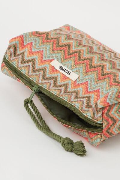 Brown Chevron Print Canvas Beauty Pochette, 5701_298Z, large image number 2