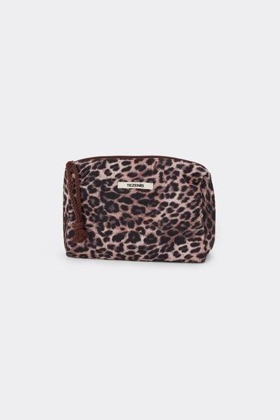 Black Animal Print Canvas Beauty Pochette, 5701_299Z, large image number 0