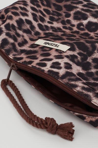 Black Animal Print Canvas Beauty Pochette, 5701_299Z, large image number 1