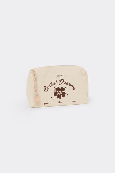 Beige Zippered Canvas Beauty Pochette, 5701_729Y, large image number 0
