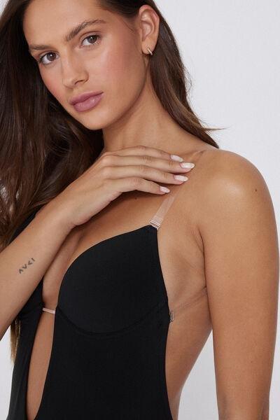 Black Padded Push-Up Bodysuit, Black, large image number 3