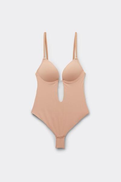 Beige Padded Push-Up Bodysuit, Natural Blush, large image number 3