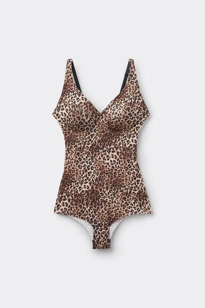 Brown Animal Print Natural Lifting Laser-Cut Bodysuit, 5701_216Z, large image number 4