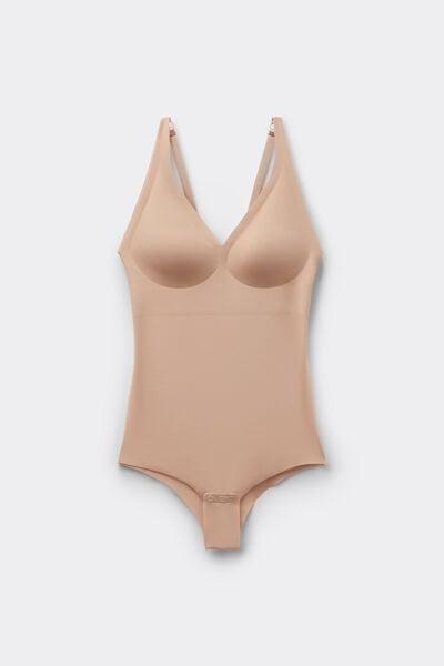 Beige Natural Lifting Laser Cut Triangle Bodysuit, Natural Blush, large image number 4