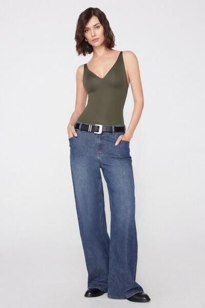 Green Natural Lifting Laser Cut Triangle Bodysuit, 5701_226Z, large image number 0