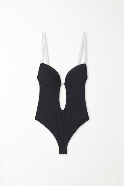 Black Silicone Straps Push-Up Bodysuit, , large image number 4