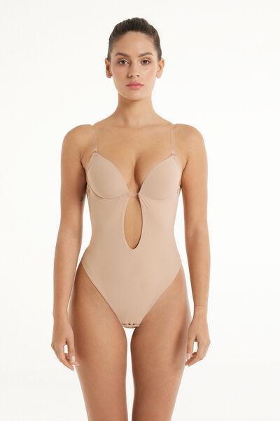 Beige Silicone Straps Push-Up Bodysuit, , large image number 3