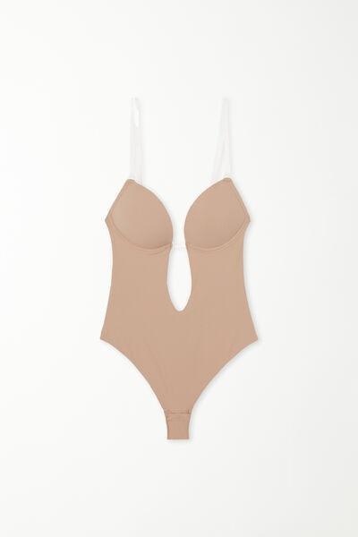 Beige Silicone Straps Push-Up Bodysuit, , large image number 4