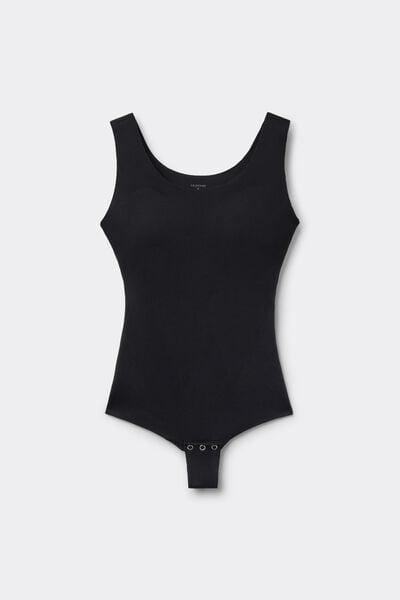 Black Invisible Therm Vest-Style Bodysuit, Black, medium