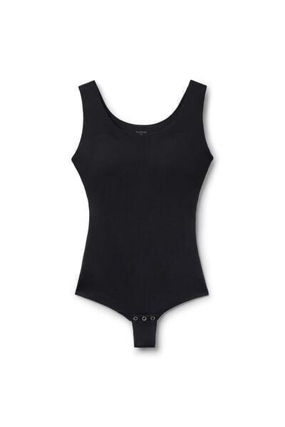 Black Invisible Therm Vest-Style Bodysuit, Black, medium