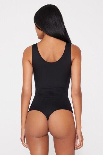 Black Invisible Therm Vest-Style Bodysuit, Black, medium