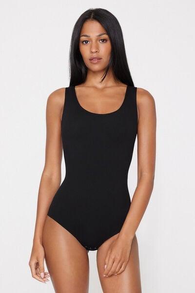 Black Invisible Therm Vest-Style Bodysuit, Black, large image number 4
