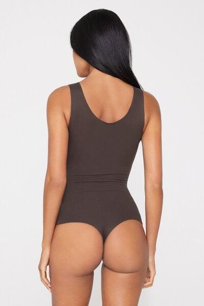 Brown Invisible Therm Vest-Style Bodysuit, 5701_495Z, medium