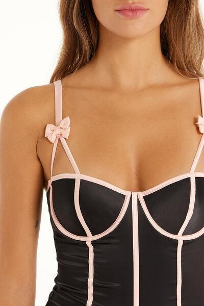 Black Fancy Ribbon Balconette Bodysuit, 5701_950V, large image number 1
