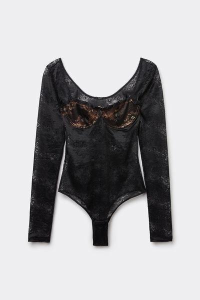 Black Balconette Bodysuit, Black, large image number 4