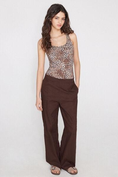 Brown Animal Print 2 In 1 Natural Lifting Bra Bodysuit, 5701_216Z, large image number 0