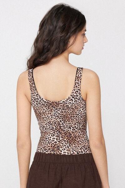 Brown Animal Print 2 In 1 Natural Lifting Bra Bodysuit, 5701_216Z, large image number 2