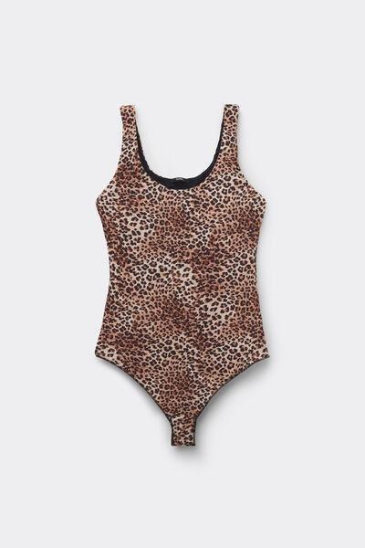 Brown Animal Print 2 In 1 Natural Lifting Bra Bodysuit, 5701_216Z, large image number 4
