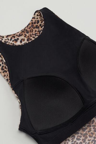 Beige Animal Print 2 In 1 Natural Lifting Bra Bodysuit, 5701_216Z, large image number 5