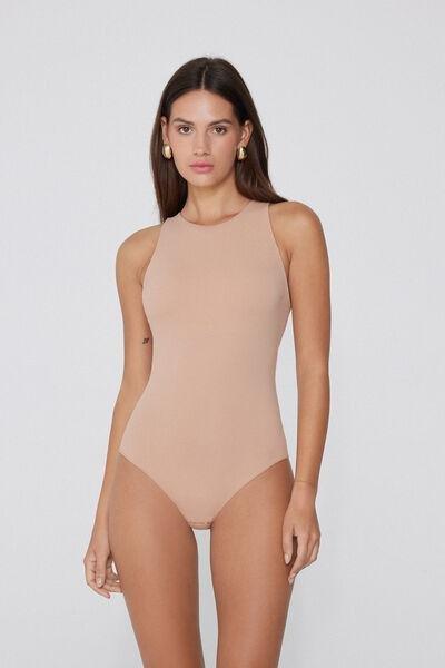Beige Light Touch Two In One Bra Bodysuit, , large image number 0