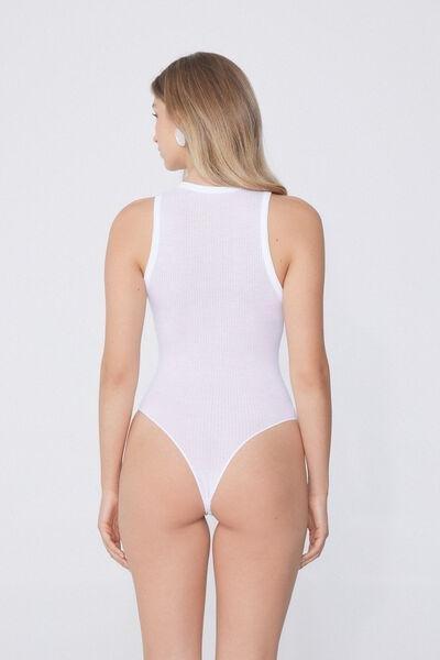 White Ultralight Ribbed Bodysuit, White, large image number 2