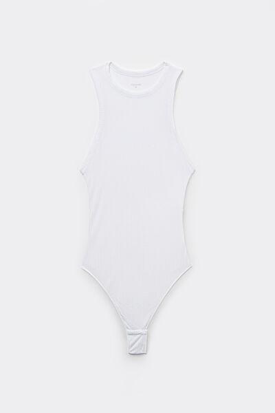 White Ultralight Ribbed Bodysuit, White, large image number 4
