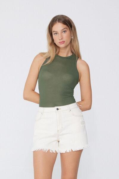 Green Ribbed Halter Neck Bodysuit, , large image number 1