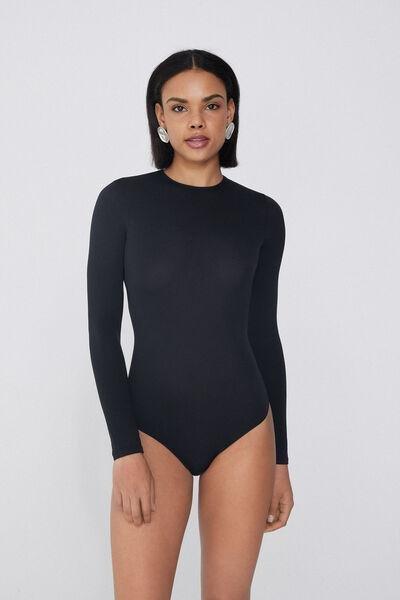 Black Long-Sleeved Bodysuit, , large image number 0
