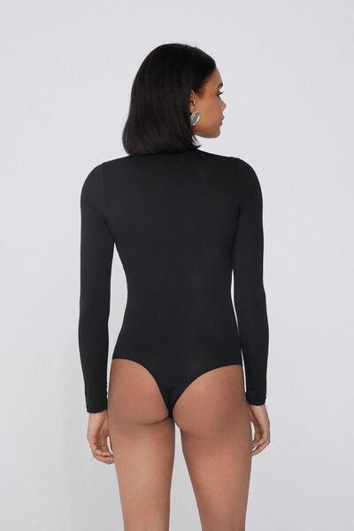 Black Long-Sleeved Bodysuit, , large image number 2