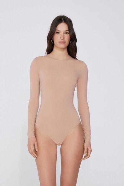 Beige Long-Sleeved Bodysuit, , large image number 0