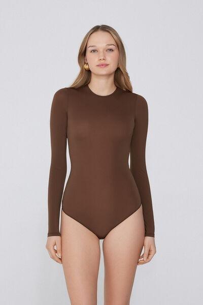 Brown Long-Sleeved Bodysuit, , large image number 0