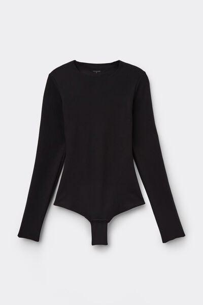 BLACK BODY LONG SLEEVE SILK TOUCH, Black, large image number 4