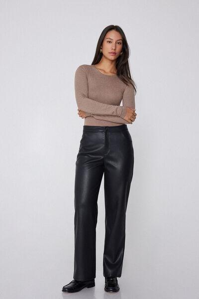 Brown Silk Touch Long Sleeve Bodysuit, 5701_924Y, large image number 1