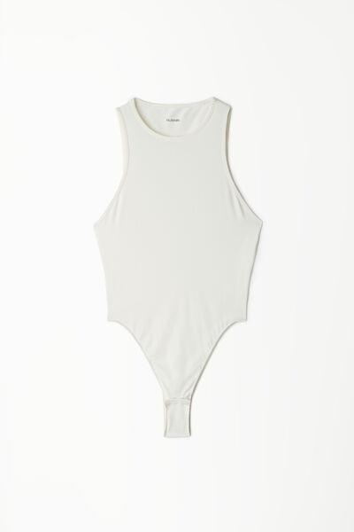White Microfibre Racer Back Bodysuit, , large image number 4