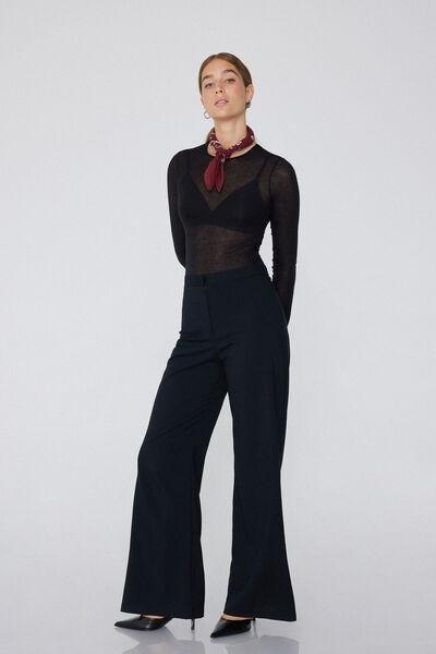 Black Round Neck Bodysuit, , large image number 1
